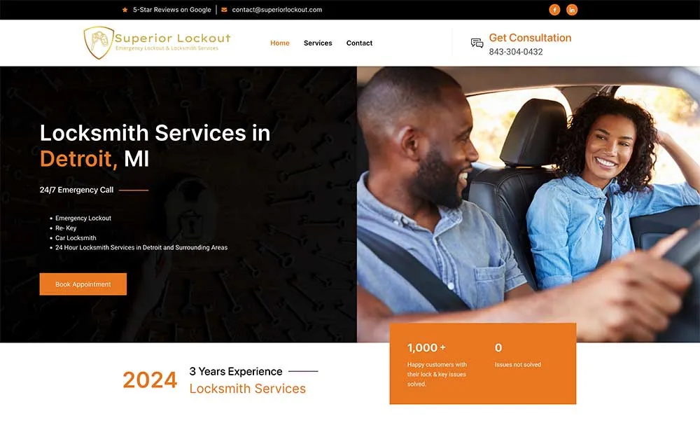Superior Lockout Detroit locksmith website design